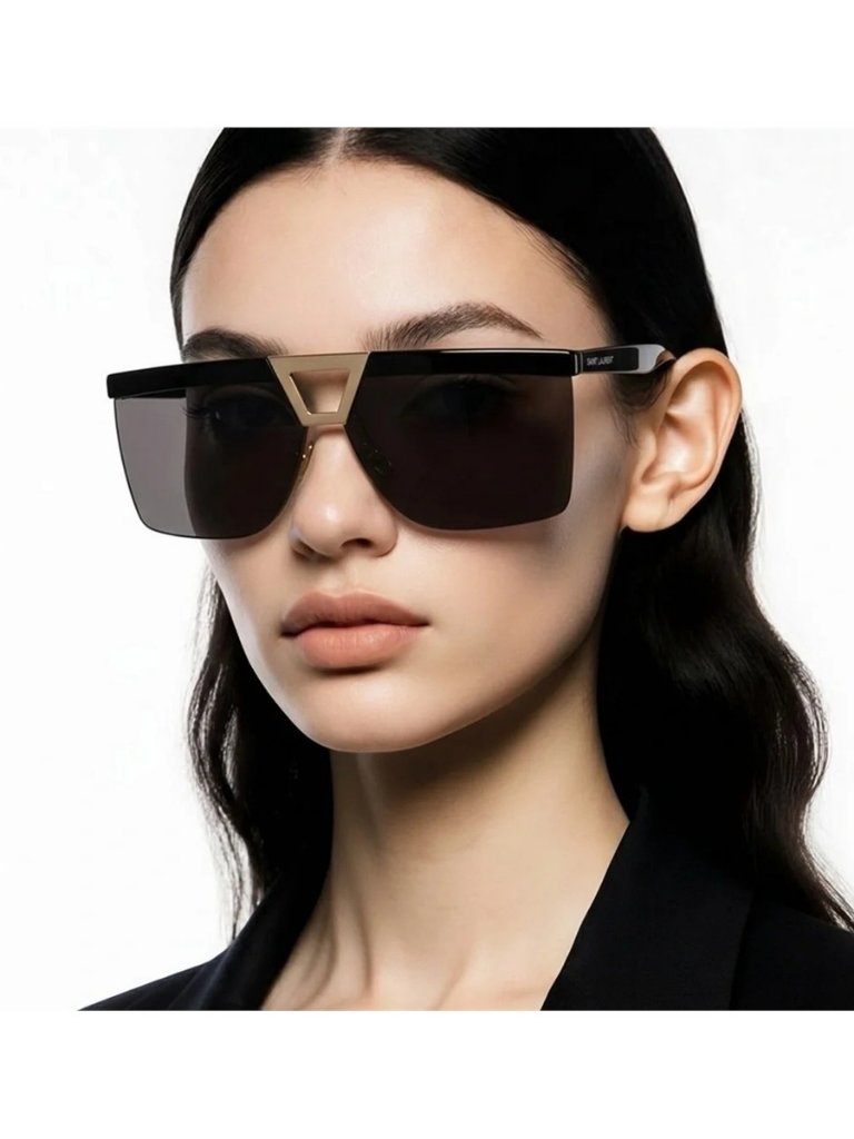 New Authentic Saint Laurent Sl 537 Palace 001 Black & Gold Shield Sunglasses